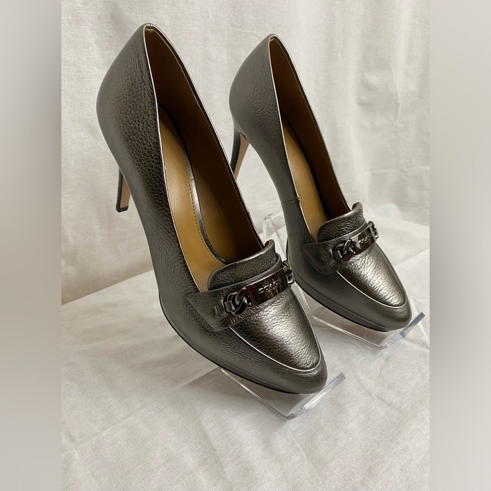 New COACH Garden Semi Matte Calf Pumps in Silver size 8.5
